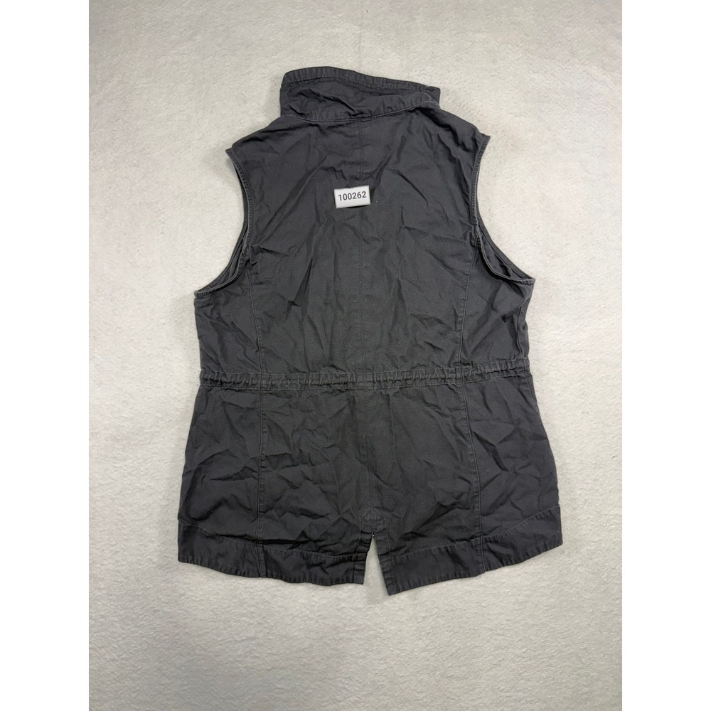 Sebby Womens Grey Cotton Utility Vest Full Zip Drawstring Waist XL RN131159 - Picture 6 of 6